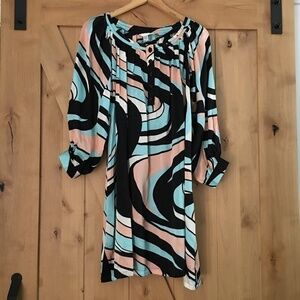 Diane Von Furstenberg Silk Tunic Dress Multicolored Size 4 Abstract 70’s Retro